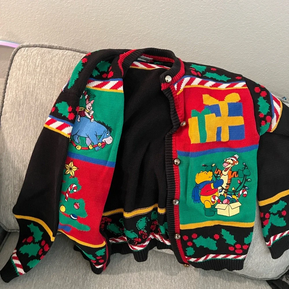 Colorful Holiday Sweater with Cartoon Characters - Picture 4 of 7
